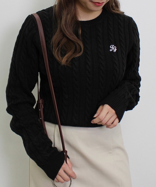 INGNI（イング）の「胸刺しゅうケーブルニット（ニット/セーター・レディース・ブラック/グリーン/アイボリー/ベージュ・M）」の20枚目の写真