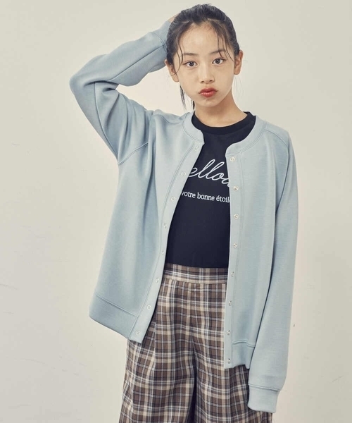 a.v.v（アーヴェヴェ）の「[100-130]ドットボタンダンボールカーディガン（カーディガン/ボレロ・キッズ・ライトブルー/ライトピンク・100/110/120/130）」の2枚目の写真