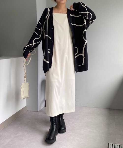 CAPRICIEUX LE'MAGE(カプリシューレマージュ)の「ラインジャガードカーディガン(カーディガン/ボレロ・レディース・チャコールグレー/ベージュ/ライトベージュ・FREE)」の14枚目の写真