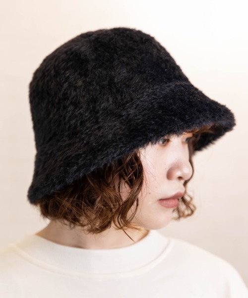 無（ム）の「エコファーサーモバケットハット（ハット・レディース・ブラック/アイボリー/モカ・FREE）」の2枚目の写真