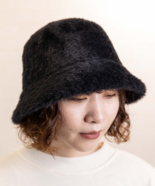 無（ム）の「エコファーサーモバケットハット（ハット・レディース・ブラック/アイボリー/モカ・FREE）」の6枚目の写真