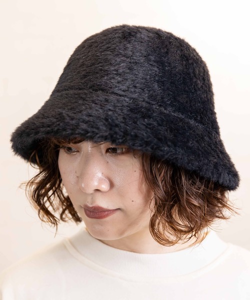 無（ム）の「エコファーサーモバケットハット（ハット・レディース・ブラック/アイボリー/モカ・FREE）」の9枚目の写真