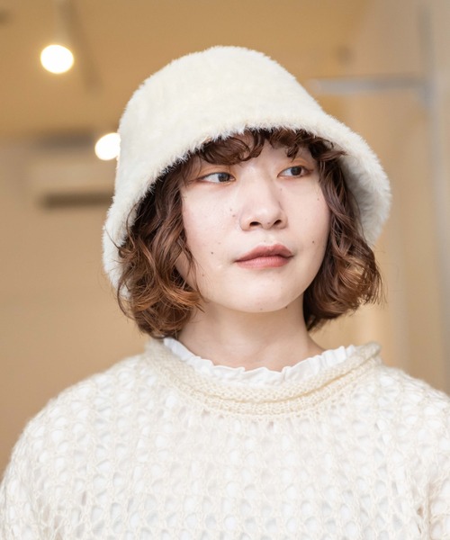 無（ム）の「エコファーサーモバケットハット（ハット・レディース・ブラック/アイボリー/モカ・FREE）」の14枚目の写真