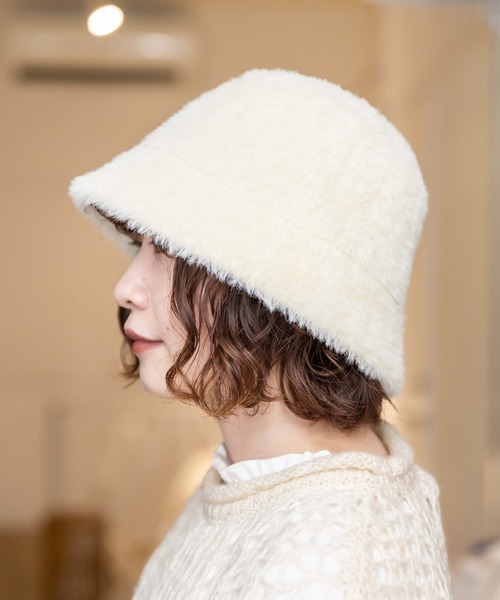 無（ム）の「エコファーサーモバケットハット（ハット・レディース・ブラック/アイボリー/モカ・FREE）」の16枚目の写真