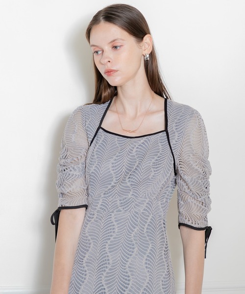 Leja スクエアネックドレス ブルー 水色 Leja（レジャ）の「【LEJA