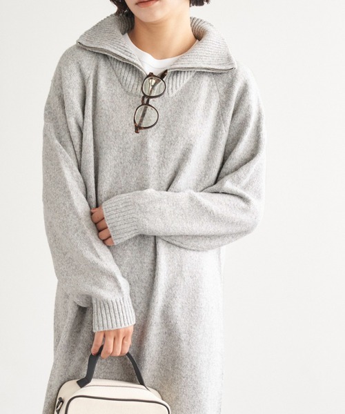 Chaco closet（チャコ クローゼット）の「ハーフジップニットワンピース（ワンピース・レディース・グレー/ブラック/アイボリー・FREE）」の3枚目の写真