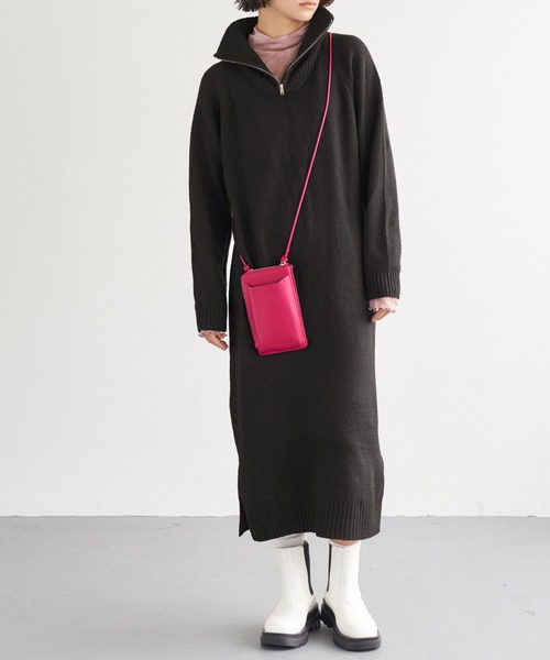 Chaco closet（チャコ クローゼット）の「ハーフジップニットワンピース（ワンピース・レディース・グレー/ブラック/アイボリー・FREE）」の16枚目の写真