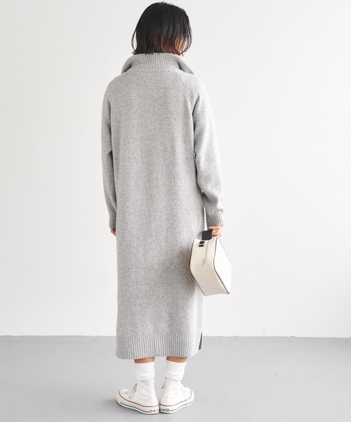 Chaco closet（チャコ クローゼット）の「ハーフジップニットワンピース（ワンピース・レディース・グレー/ブラック/アイボリー・FREE）」の7枚目の写真