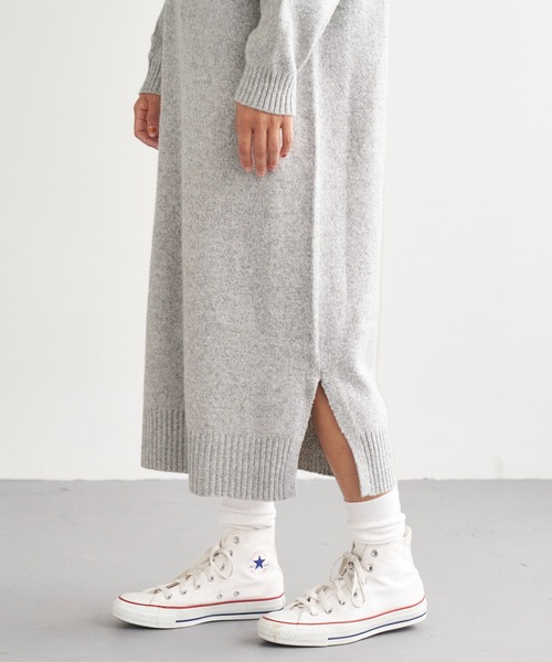 Chaco closet（チャコ クローゼット）の「ハーフジップニットワンピース（ワンピース・レディース・グレー/ブラック/アイボリー・FREE）」の8枚目の写真