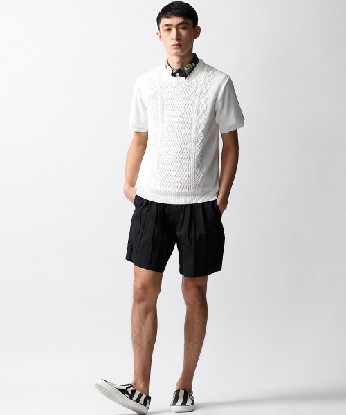 ABAHOUSE（アバハウス）の「ｼﾙﾊﾟﾛﾝｱﾗﾝ ﾆｯﾄTｼｬﾂ（ニット/セーター・メンズ・ホワイト/ブラック/カーキ・3/4/2）」の5枚目の写真