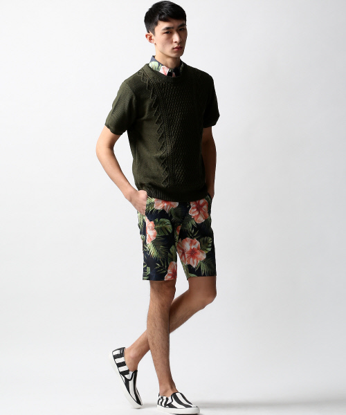 ABAHOUSE（アバハウス）の「ｼﾙﾊﾟﾛﾝｱﾗﾝ ﾆｯﾄTｼｬﾂ（ニット/セーター・メンズ・ホワイト/ブラック/カーキ・3/4/2）」の7枚目の写真