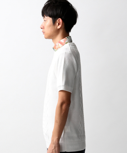 ABAHOUSE（アバハウス）の「ｼﾙﾊﾟﾛﾝｱﾗﾝ ﾆｯﾄTｼｬﾂ（ニット/セーター・メンズ・ホワイト/ブラック/カーキ・3/4/2）」の12枚目の写真