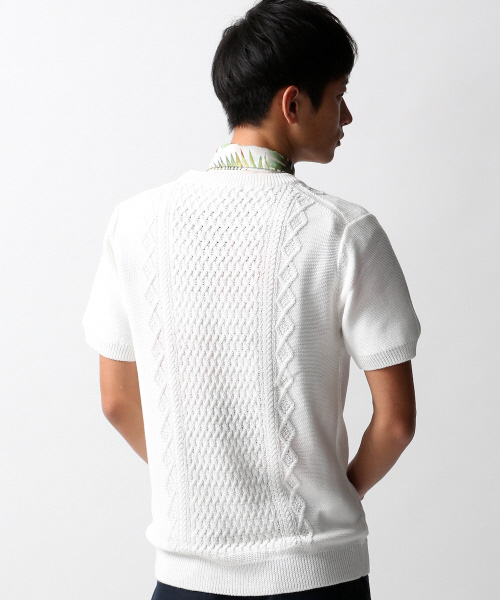 ABAHOUSE（アバハウス）の「ｼﾙﾊﾟﾛﾝｱﾗﾝ ﾆｯﾄTｼｬﾂ（ニット/セーター・メンズ・ホワイト/ブラック/カーキ・3/4/2）」の13枚目の写真