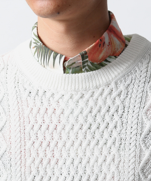 ABAHOUSE（アバハウス）の「ｼﾙﾊﾟﾛﾝｱﾗﾝ ﾆｯﾄTｼｬﾂ（ニット/セーター・メンズ・ホワイト/ブラック/カーキ・3/4/2）」の14枚目の写真