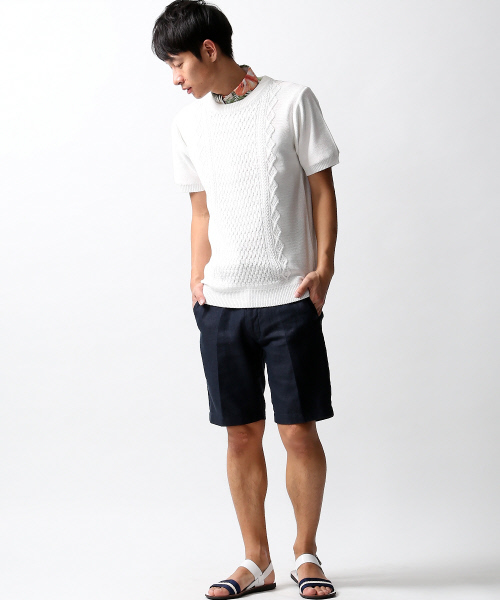 ABAHOUSE（アバハウス）の「ｼﾙﾊﾟﾛﾝｱﾗﾝ ﾆｯﾄTｼｬﾂ（ニット/セーター・メンズ・ホワイト/ブラック/カーキ・3/4/2）」の8枚目の写真