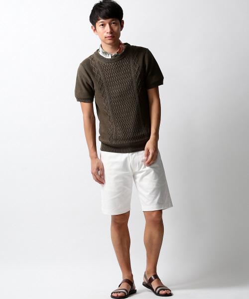 ABAHOUSE（アバハウス）の「ｼﾙﾊﾟﾛﾝｱﾗﾝ ﾆｯﾄTｼｬﾂ（ニット/セーター・メンズ・ホワイト/ブラック/カーキ・3/4/2）」の9枚目の写真