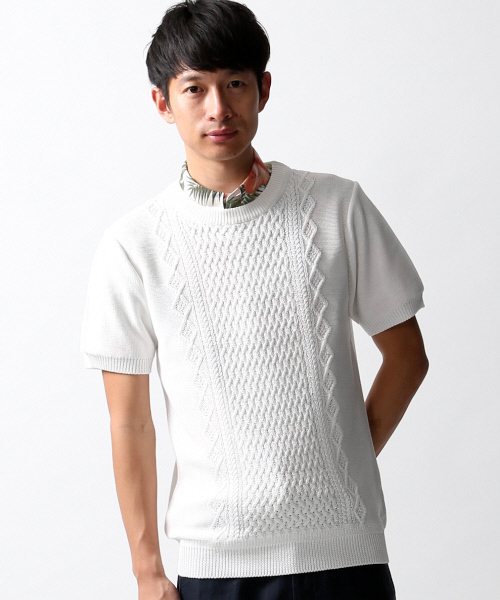 ABAHOUSE（アバハウス）の「ｼﾙﾊﾟﾛﾝｱﾗﾝ ﾆｯﾄTｼｬﾂ（ニット/セーター・メンズ・ホワイト/ブラック/カーキ・3/4/2）」の21枚目の写真