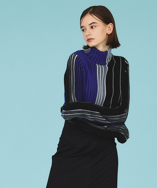 casane（カサネ）の「マルチカラーリブラインニット（ニット/セーター・レディース・ベージュ/グレー/ブラック・FREE）」の15枚目の写真