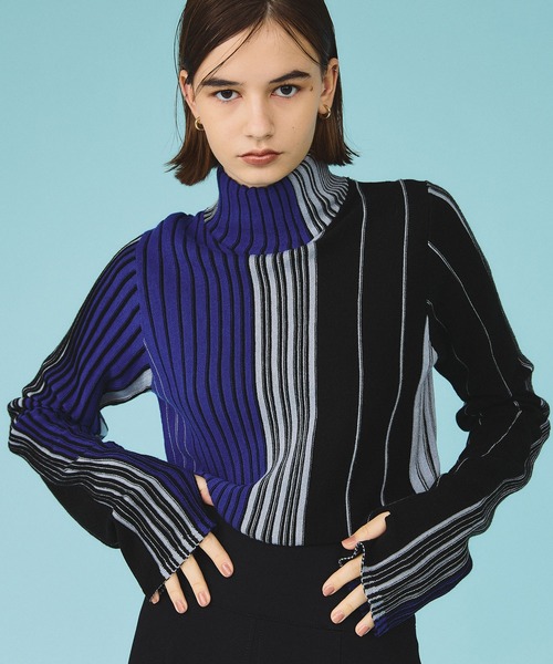 casane（カサネ）の「マルチカラーリブラインニット（ニット/セーター・レディース・ベージュ/グレー/ブラック・FREE）」の21枚目の写真