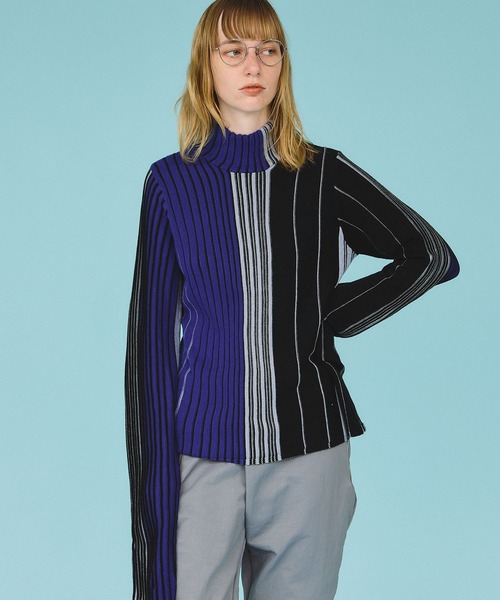 casane（カサネ）の「マルチカラーリブラインニット（ニット/セーター・レディース・ベージュ/グレー/ブラック・FREE）」の12枚目の写真