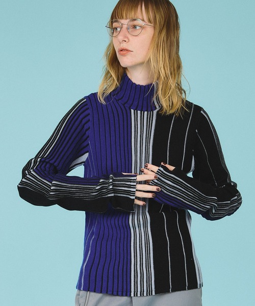 casane（カサネ）の「マルチカラーリブラインニット（ニット/セーター・レディース・ベージュ/グレー/ブラック・FREE）」の13枚目の写真