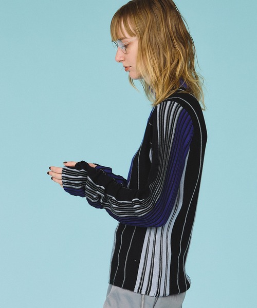 casane（カサネ）の「マルチカラーリブラインニット（ニット/セーター・レディース・ベージュ/グレー/ブラック・FREE）」の14枚目の写真