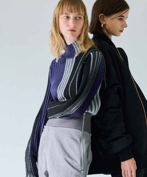 casane（カサネ）の「マルチカラーリブラインニット（ニット/セーター・レディース・ベージュ/グレー/ブラック・FREE）」の5枚目の写真