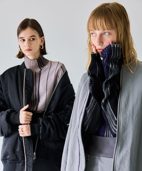 casane（カサネ）の「マルチカラーリブラインニット（ニット/セーター・レディース・ベージュ/グレー/ブラック・FREE）」の9枚目の写真