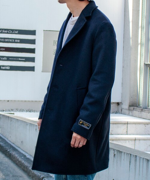 GLOSTER（グロスター）の「【GLOSTER/グロスター】Wool Beaver メルトン チェスターコート（チェスターコート・メンズ・オリーブ/キャメル/ダークネイビー・S/M/L）」の3枚目の写真