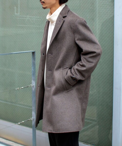 GLOSTER（グロスター）の「【GLOSTER/グロスター】Wool Beaver メルトン チェスターコート（チェスターコート・メンズ・オリーブ/キャメル/ダークネイビー・S/M/L）」の8枚目の写真