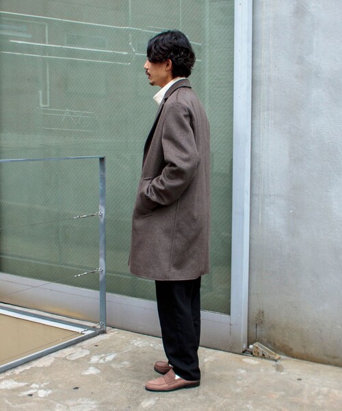 GLOSTER（グロスター）の「【GLOSTER/グロスター】Wool Beaver メルトン チェスターコート（チェスターコート・メンズ・オリーブ/キャメル/ダークネイビー・S/M/L）」の4枚目の写真
