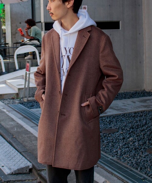 GLOSTER（グロスター）の「【GLOSTER/グロスター】Wool Beaver メルトン チェスターコート（チェスターコート・メンズ・オリーブ/キャメル/ダークネイビー・S/M/L）」の9枚目の写真