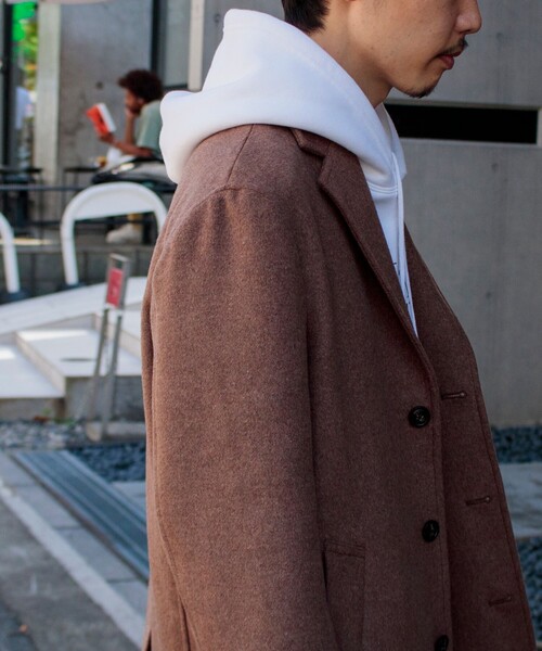 GLOSTER（グロスター）の「【GLOSTER/グロスター】Wool Beaver メルトン チェスターコート（チェスターコート・メンズ・オリーブ/キャメル/ダークネイビー・S/M/L）」の5枚目の写真