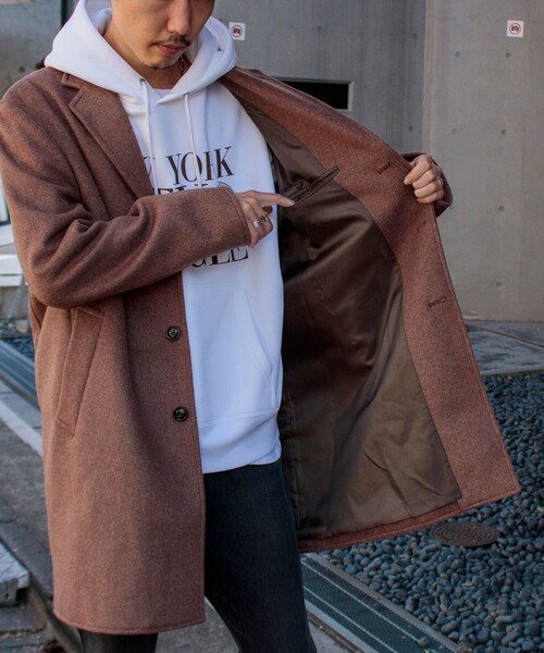 GLOSTER（グロスター）の「【GLOSTER/グロスター】Wool Beaver メルトン チェスターコート（チェスターコート・メンズ・オリーブ/キャメル/ダークネイビー・S/M/L）」の18枚目の写真