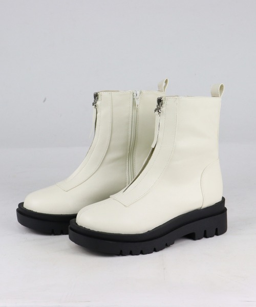 LibertyDoll（リバティードール）の「Liberty doll /  [超軽量]スクエアトゥトラックソール 　フロントジップ　サイドジップショートブーツ (9092)（ブーツ・メンズ・ホワイト/ダークブラウン/ブラック/アイボリー・SS/S/M/L/LL/40/41/42/43/44）」の14枚目の写真