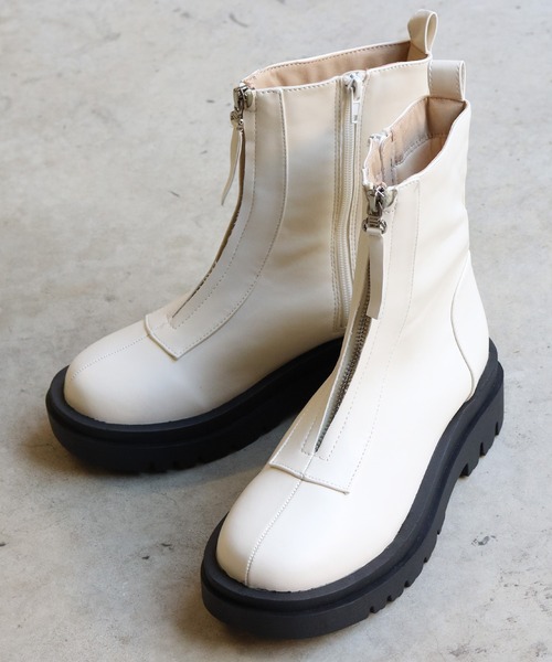 LibertyDoll（リバティードール）の「Liberty doll /  [超軽量]スクエアトゥトラックソール 　フロントジップ　サイドジップショートブーツ (9092)（ブーツ・メンズ・ホワイト/ダークブラウン/ブラック/アイボリー・SS/S/M/L/LL/40/41/42/43/44）」の7枚目の写真