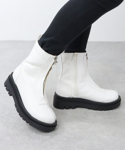 LibertyDoll（リバティードール）の「Liberty doll /  [超軽量]スクエアトゥトラックソール 　フロントジップ　サイドジップショートブーツ (9092)（ブーツ・メンズ・ホワイト/ダークブラウン/ブラック/アイボリー・SS/S/M/L/LL/40/41/42/43/44）」の8枚目の写真