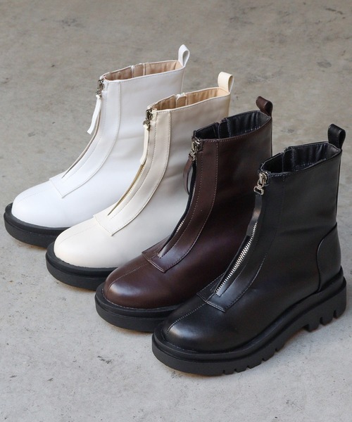 LibertyDoll（リバティードール）の「Liberty doll /  [超軽量]スクエアトゥトラックソール 　フロントジップ　サイドジップショートブーツ (9092)（ブーツ・メンズ・ホワイト/ダークブラウン/ブラック/アイボリー・SS/S/M/L/LL/40/41/42/43/44）」の9枚目の写真