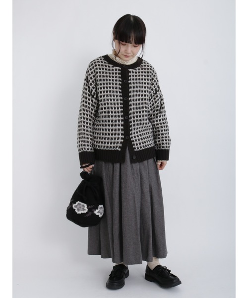 Samansa Mos2（サマンサ モスモス）の「柄アソートタックギャザースカート（スカート・レディース・オフホワイト/ブルー/モカ/チャコール・ﾌﾘ-）」の5枚目の写真