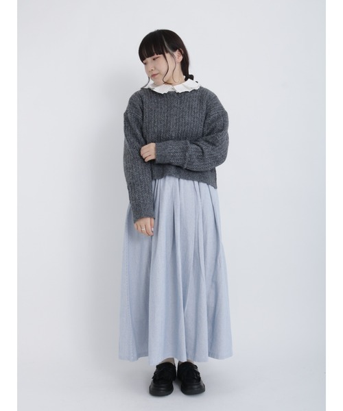 Samansa Mos2（サマンサ モスモス）の「柄アソートタックギャザースカート（スカート・レディース・オフホワイト/ブルー/モカ/チャコール・ﾌﾘ-）」の10枚目の写真