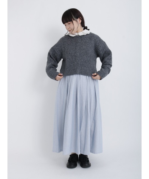 Samansa Mos2（サマンサ モスモス）の「柄アソートタックギャザースカート（スカート・レディース・オフホワイト/ブルー/モカ/チャコール・ﾌﾘ-）」の11枚目の写真