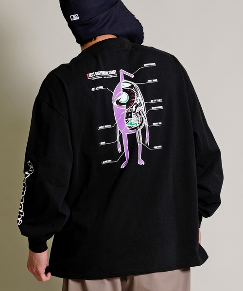 TOY　MACHINE（トイ　マシーン）の「【ムラサキスポーツ限定】TOY MACHINE/トイマシーン ビッグシルエット スリーブプリント バックプリントロンT MTMPDLT2（Tシャツ/カットソー・メンズ・ブラック×ブラック/ホワイト×ブラック/パープル系その他・L/M/XL）」の3枚目の写真