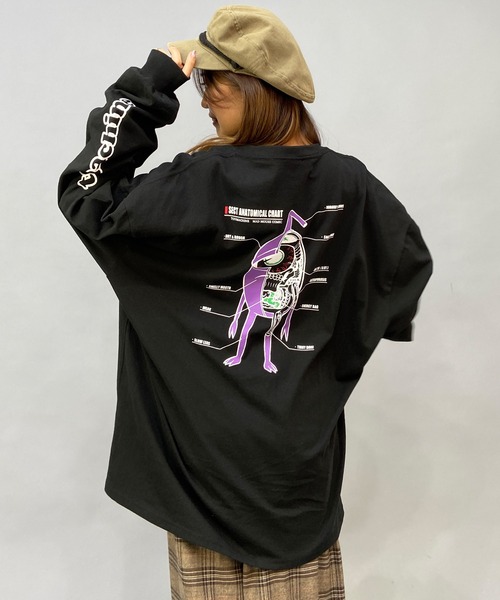 TOY　MACHINE（トイ　マシーン）の「【ムラサキスポーツ限定】TOY MACHINE/トイマシーン ビッグシルエット スリーブプリント バックプリントロンT MTMPDLT2（Tシャツ/カットソー・メンズ・ブラック×ブラック/ホワイト×ブラック/パープル系その他・L/M/XL）」の13枚目の写真