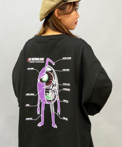 TOY　MACHINE（トイ　マシーン）の「【ムラサキスポーツ限定】TOY MACHINE/トイマシーン ビッグシルエット スリーブプリント バックプリントロンT MTMPDLT2（Tシャツ/カットソー・メンズ・ブラック×ブラック/ホワイト×ブラック/パープル系その他・L/M/XL）」の14枚目の写真