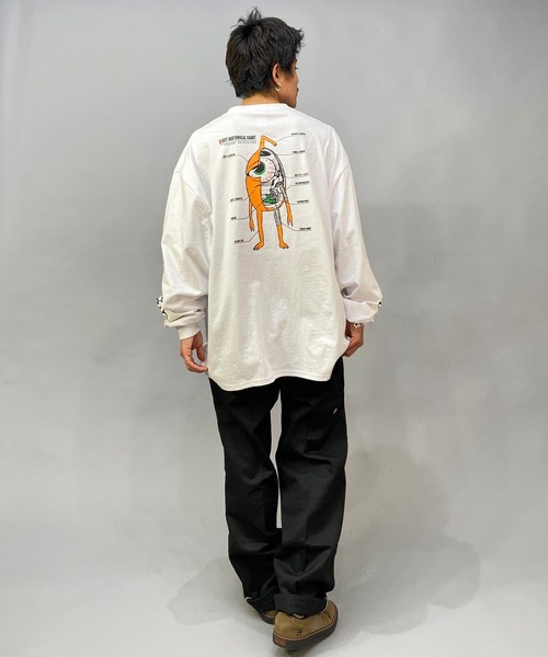 TOY　MACHINE（トイ　マシーン）の「【ムラサキスポーツ限定】TOY MACHINE/トイマシーン ビッグシルエット スリーブプリント バックプリントロンT MTMPDLT2（Tシャツ/カットソー・メンズ・ブラック×ブラック/ホワイト×ブラック/パープル系その他・L/M/XL）」の8枚目の写真