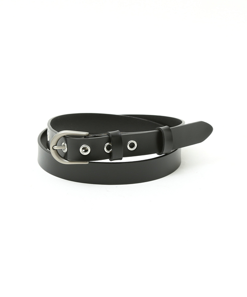 ABAHOUSE(アバハウス)の「OILED LEATHER BLACK NARROW BELT / ブラックレザー ナローベルト シリーズ/ユニセックス(ベルト・メンズ・その他1/その他2/その他3/その他4/その他5/その他6・フリー)」の1枚目の写真