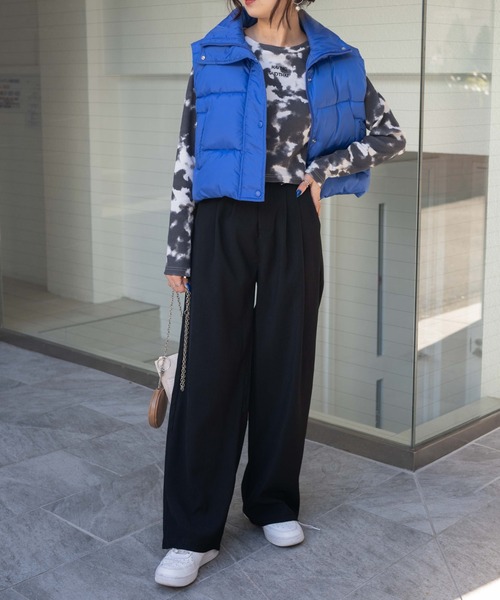 WEGO（ウィゴー）の「WEGO/ショートパデッドベスト（ダウンベスト・レディース・ホワイト/ブルー/ブラック・FREE）」の7枚目の写真