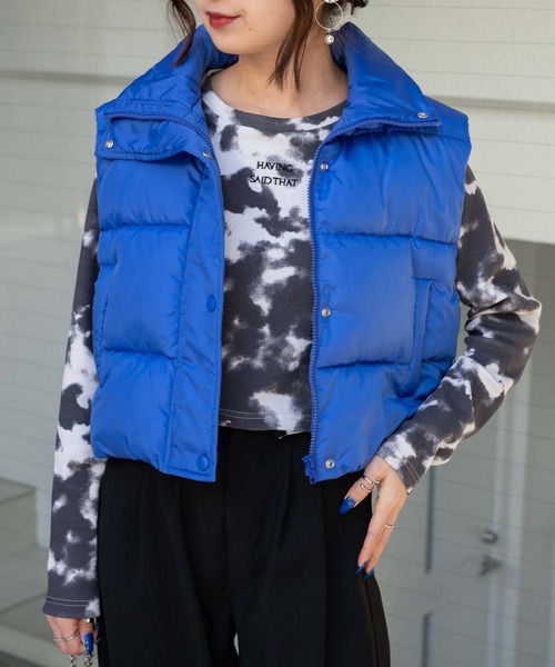 WEGO（ウィゴー）の「WEGO/ショートパデッドベスト（ダウンベスト・レディース・ホワイト/ブルー/ブラック・FREE）」の16枚目の写真