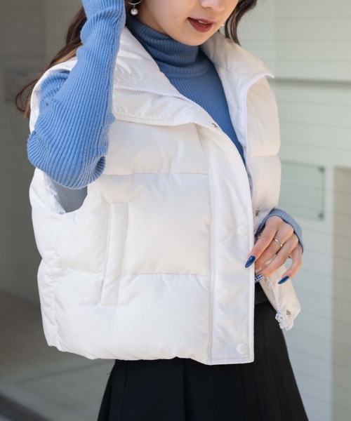 WEGO（ウィゴー）の「WEGO/ショートパデッドベスト（ダウンベスト・レディース・ホワイト/ブルー/ブラック・FREE）」の17枚目の写真