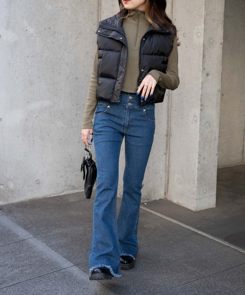 WEGO（ウィゴー）の「WEGO/ショートパデッドベスト（ダウンベスト・レディース・ホワイト/ブルー/ブラック・FREE）」の13枚目の写真